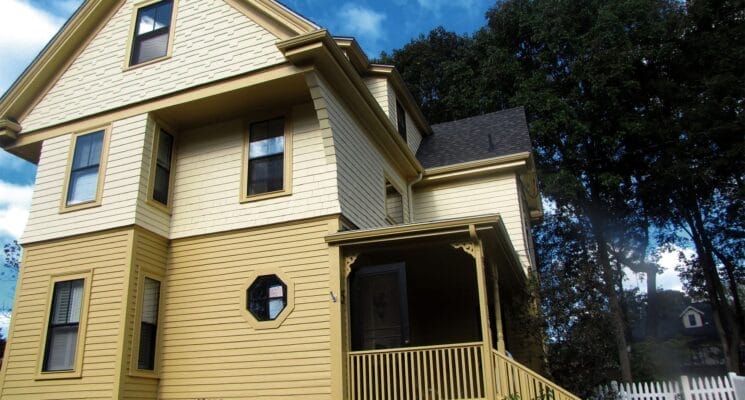 yellow painted exterior painting Lexington ma
