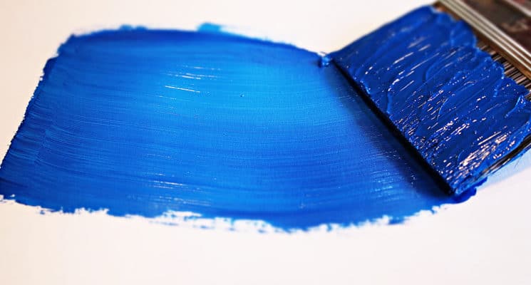 blue paint high gloss on home paint brush