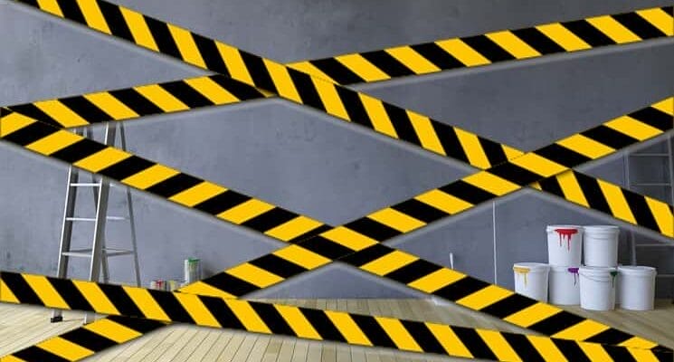 safety tape around a wall