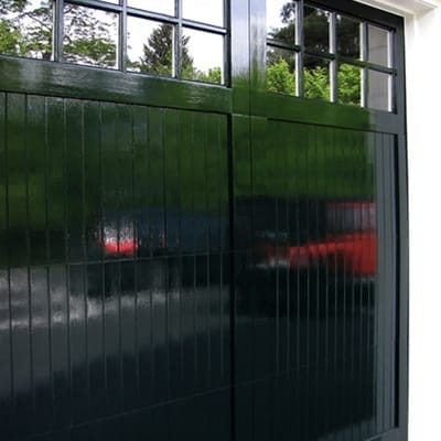 high gloss green garage door
